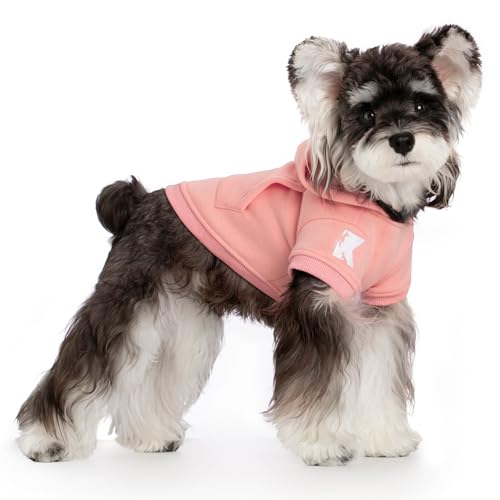 Dog Hoodie Fleece Warm Sweater with Pocket (4XL-(35~55lb) | Chest(~31") / Pink)