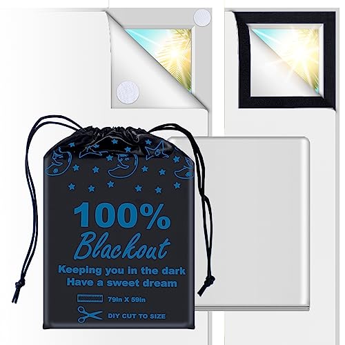 100% Blackout Blind White (White and Silver-grey / 59"W x 79"H)