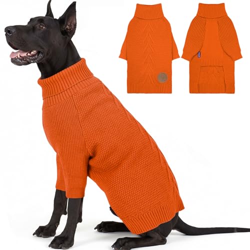 Dog Sweater Long Sleeve Knitted Turtleneck Pullover Warm Clothes (Orange / XXXX-Large)