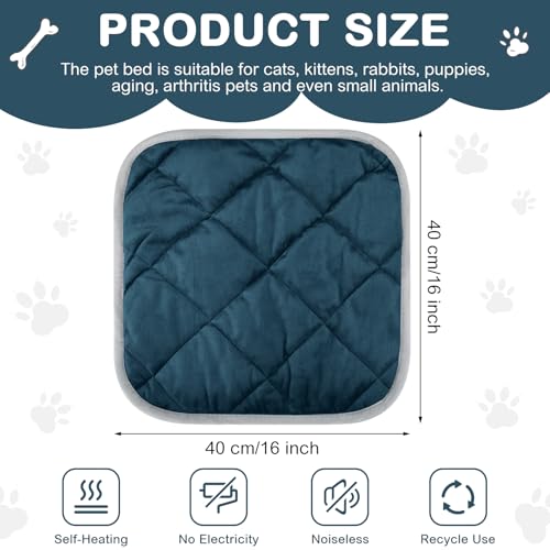 4 Pack Self Heating Cat Pad Self Warming Dog Mat Reflects Body Heat Extra Warm Thermal Pet Pad Washable Dog Cat Bed Crate Bed Mat Blanket (16 x 16 Inch / Blue)