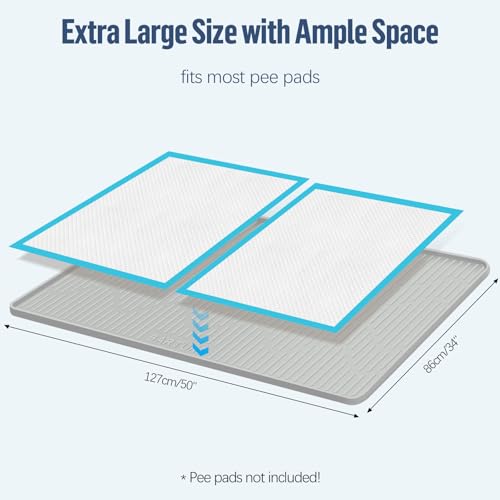 Pee Pad Holder for Dogs 50"x 34" Extra Large Silicone Puppy Pee Pad Tray (50"x34")