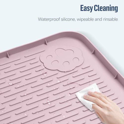 Pee Pad Holder for Dogs 50''x35'' Silicone Puppy Pee Pad Tray (Pink)