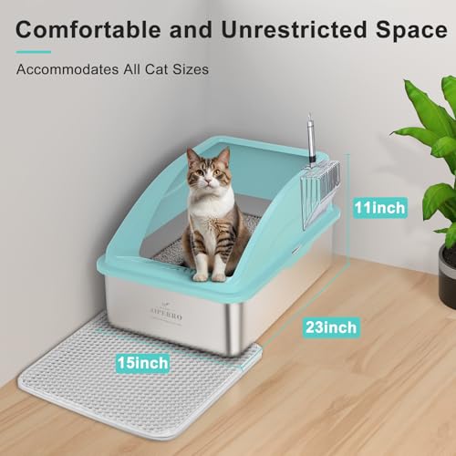 Stainless Steel Litter Box (Turquoise / X-Large)