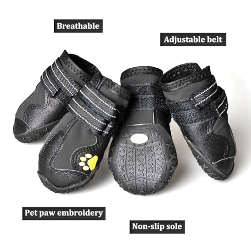 Dog Boots & Paw Protectors Non (Size 7: （3.1''x2.7'')(L*W) for 66-90 lbs / Black)