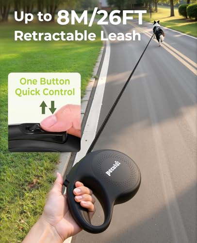 Retractable Dog Leash with Flashlight (Large-26ft)