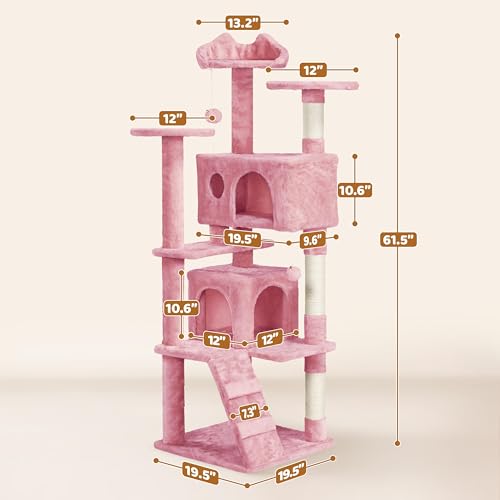 62in Cat Tree Tower (Pink / 62in)