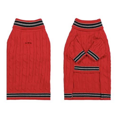 Small Medium Dog Sweater (Striped Red / Small)