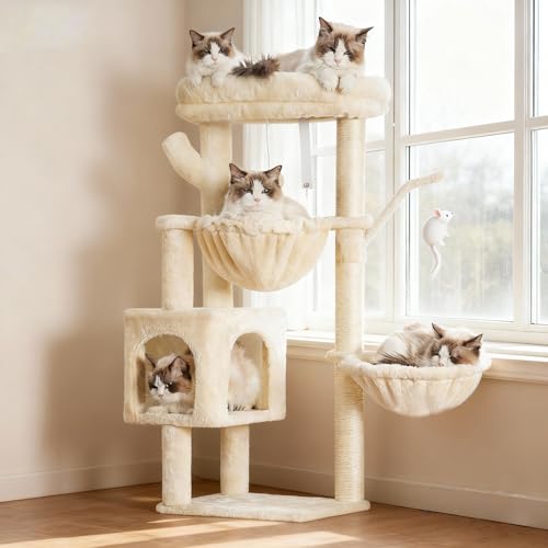 Cat Tree 40" Tower with All (Beige / 39.4 inch)