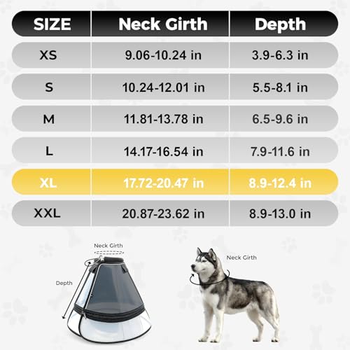 Soft Transparent Dog Cone Collar (XL (Neck: 17.72-20.47") / Black)