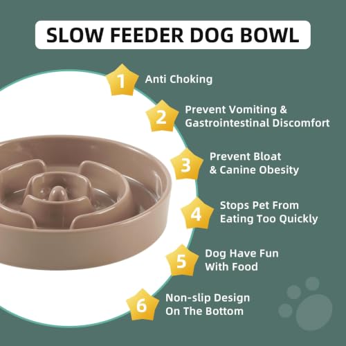 Ceramic Slow Feeder Dog Bowls (Brown Coffee)