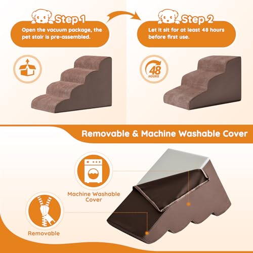 Dog Stairs for Small Dogs 22.6" H (Coffee / 5-Step 22.6"H)
