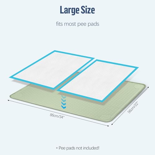 Pee Pad Holder for Dogs 34''x22'' Silicone Puppy Pee Pad Tray (Green)