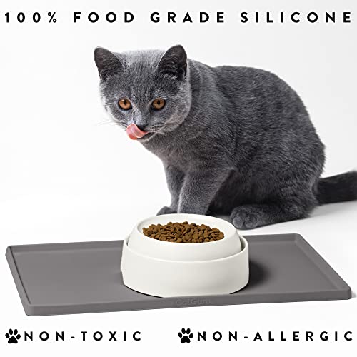 Premium Cat Food Mat (S: 19" x 11" / Carbon)
