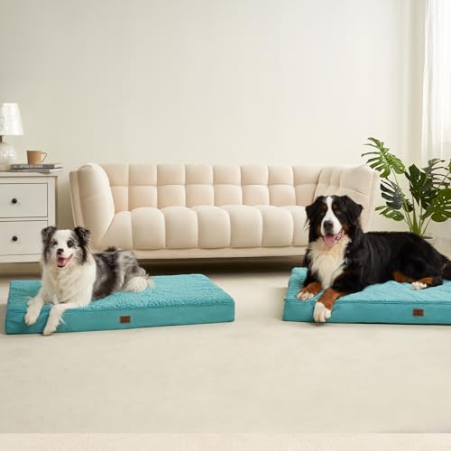 Orthopedic Dog Bed Extra Large with Removable Washable Cover (41*27*3.5 inches / Turquoise Blue)