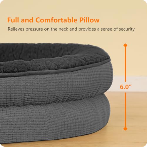 Orthopedic Waterproof Medium Dog Bed Sofa (Medium(36 x 25.5 x 6 inch) / Plush-Dark Grey)