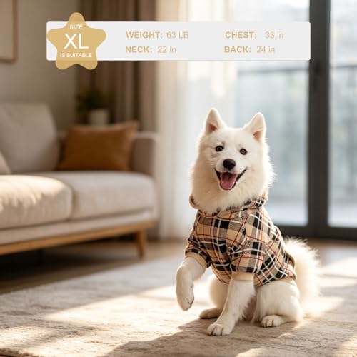 Plaid Dog Hoodie (X-Large / Beige)