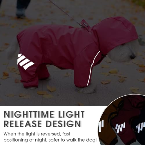 Dog Raincoat Waterproof Dog Rain Jacket with Hood (Pink / Large)
