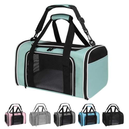 Cat Dog Carriers Soft (17.0"L x 11.0"W x 11.0"H / green)