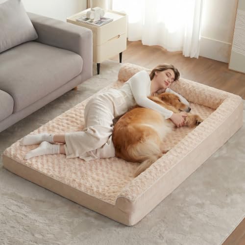 Orthopedic Washable Dog Bed (Beige / 61.0"l x 43.0"w x 7.5"th)