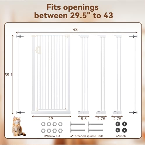 Extra Tall Pet Gate (White / 29.5"-43"W)