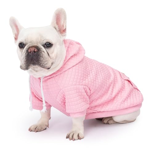 1 Pack Dog Hoodie Sweaters for Small Medium Dogs Warm Dog Clothes for Large Dogs Soft Waffle (Pink / XXS (Back: 8",Chest: 11",2.5-5lbs))