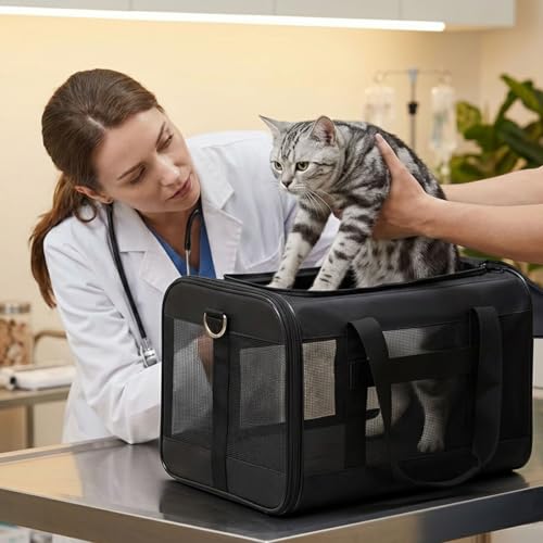 Cat Carrier Soft (Black / 17.0"L x 11.0"W x 11.0"H)