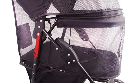 Full Window pet Stroller 4 Wheels for Cats & Dogs (4 Wheels / Black)