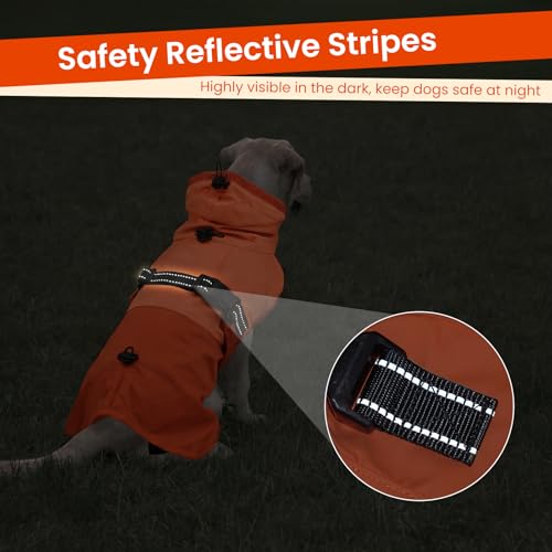 Dog Raincoat Waterproof Rain Jacket with Hood (XL(Back Length19.9") / Orange)