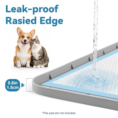 Silicone Dog Pee Pad Holder 40" x 28" Potty Training Tray (40"x28" / Light Gray)