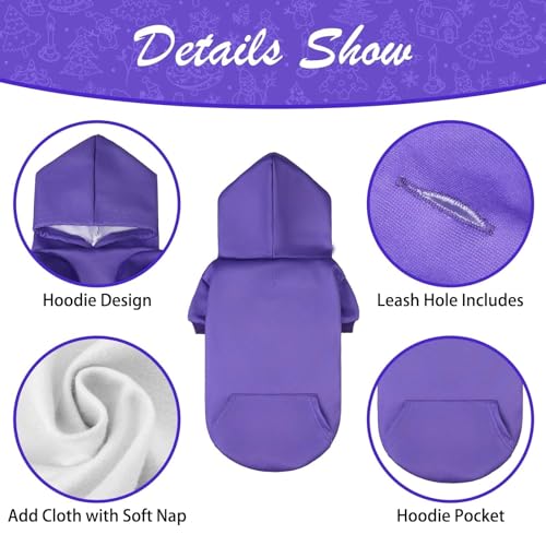 Dog Hoodie for Large Medium Small Dogs (Purple / X-Large)
