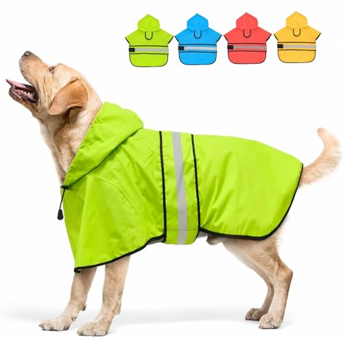 Dog Raincoat Hooded Poncho (Green / X-Large)