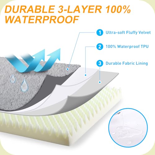 Orthopedic Dog Bed for Small Dogs with Waterproof Lining (Light Grey / 23.0"L x 17.0"W x 3.0"Th)