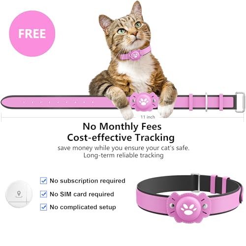 2-in-1 GPS Tracker for Cats: Smart Pet Collar with Real-Time Tracking,No Monthly Fee/Subscription (iOS & Android) Waterproof, Anti-Lost,365-Day Long Battery Life GPS Tracker Cat Collar (Pink) (Pink)
