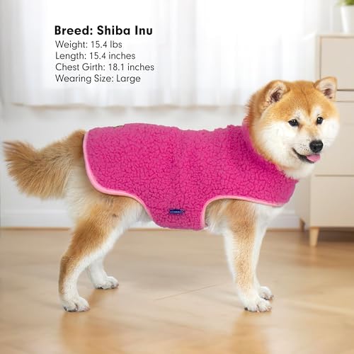 Sherpa Dog Coat Reversible Dog Jackets for Medium Dogs (X-Large (22-28lbs) / Fuchsia)