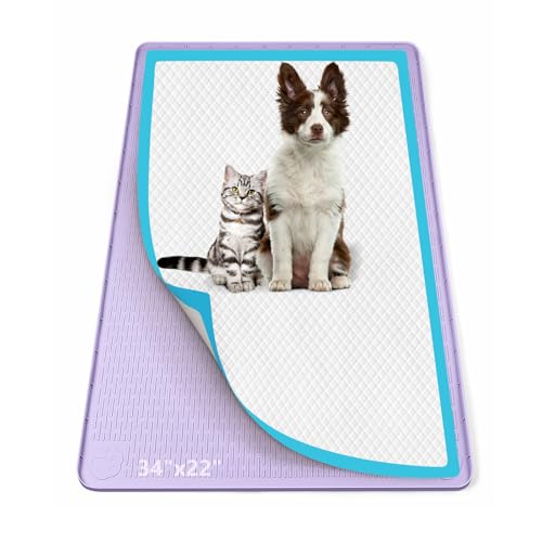 Pee Pad Holder for Dogs 34''x22'' Silicone Puppy Pee Pad Tray (Purple)