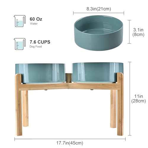 Elevated Dog Bowls Ceramic (8.3 in - 7.6 cups / Dark Green)