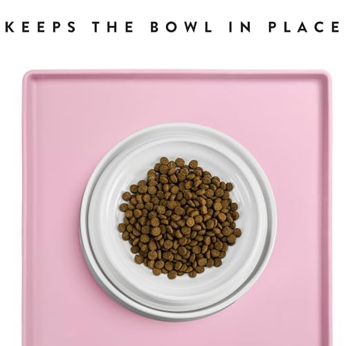 Premium Cat Food Mat (S: 19" x 11" / Pink)