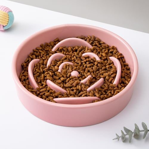 8.25'' Ceramic Slow Feeder Dog Bowls (8.25 inch / Pink)