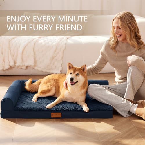 Orthopedic Medium Dog Bed Washable Pet Sofa Bed 30X20 Navy Blue (Navy Blue / 30"L x 20"W x 3.5"Th)