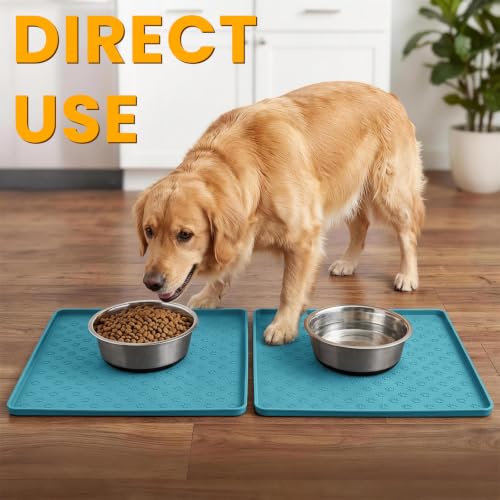 2 Pack Dog Food Mat Anti (11.8"L x 11.8"W - 2 Pack / Blue)