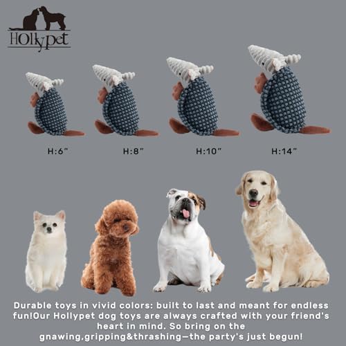 Armadillo Squeaky Puppy Dog Toys for Small Medium Dogs (8 IN / Burnt Orange and Light Yellow)