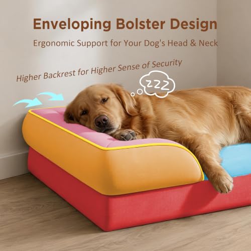 Orthopedic Dog Bed for Extra Large Dogs with Bolster (45.0"L x 35.0"W x 8.5"Th / Miami)