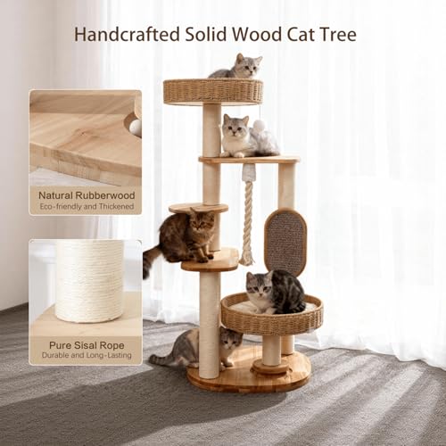 48in Natural Wood Cat Tree for Large Cats (48IN)