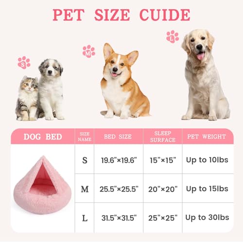Calming Donut Dog Bed (Pink / Small 19.7''x19.7''x7'')