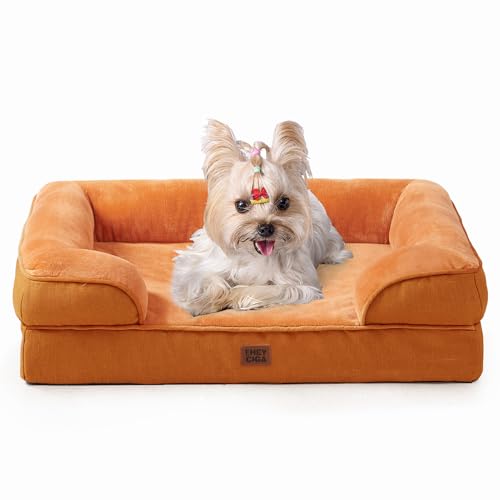 Orthopedic Small Dog Bed (Pumpkin Orange / 24.0"l X 18.0"w X 6.0"th)
