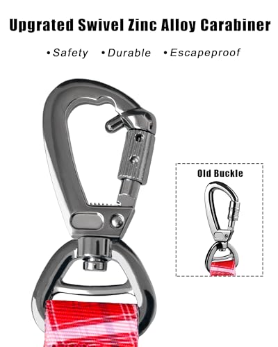 Tactical Bungee Shock Absorbing No Pull Dog Leash (Red plaid)