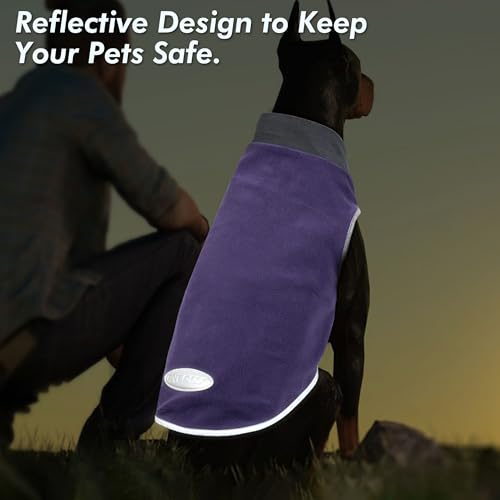 2 Pack Fleece Dog Sweater Pullover Lightweight Reflective Jacket (XXX-Large / Purple & Grey)
