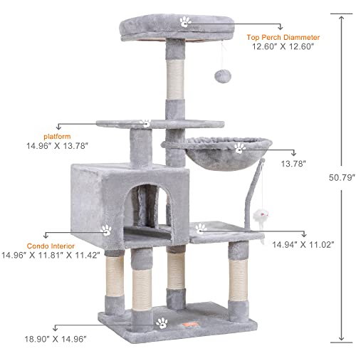 Cat Tree with Toy (50.4 inch / Light Gray)