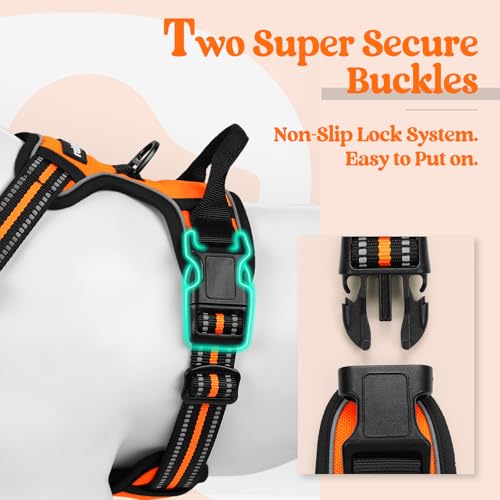 Dog Harness No Pull for Small Dogs with 2 Leash Clips (Small / Orange)