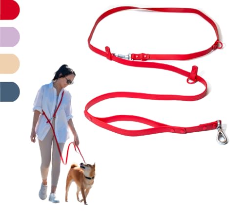 Heavy Duty Hands Free Dog Leash for Medium to Large Dogs for Comfortable Running (Red)